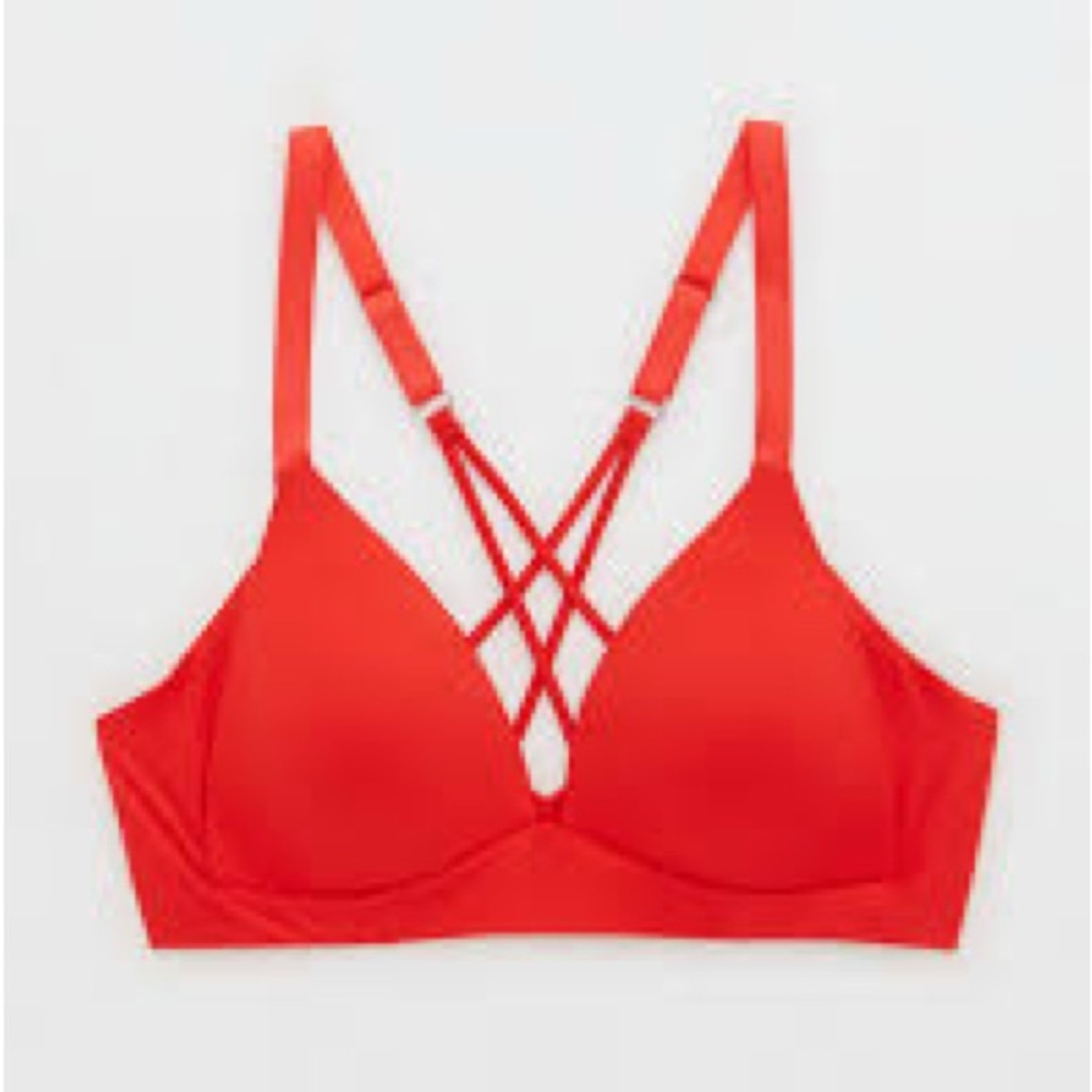 Aerie Red Strappy Bra 38C